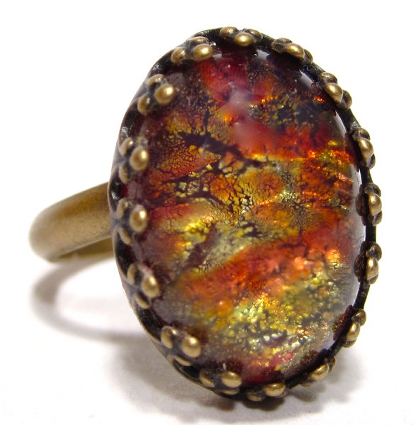Ring vintage red fireopal