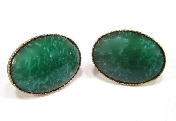 SoHo Ohrstecker oval bronze jade green