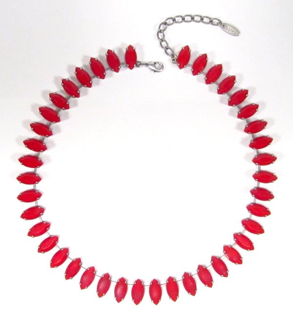 Collier vintage navette cherry red
