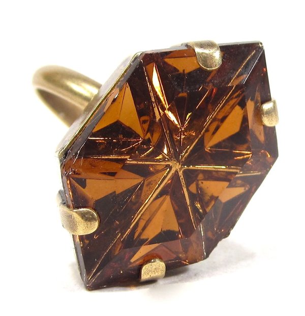 Ring sechseck smoked topaz
