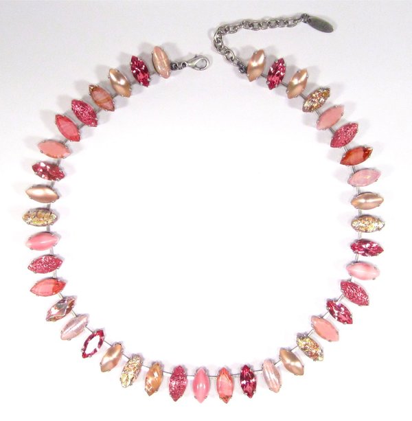 Collier navette rose rosa mix