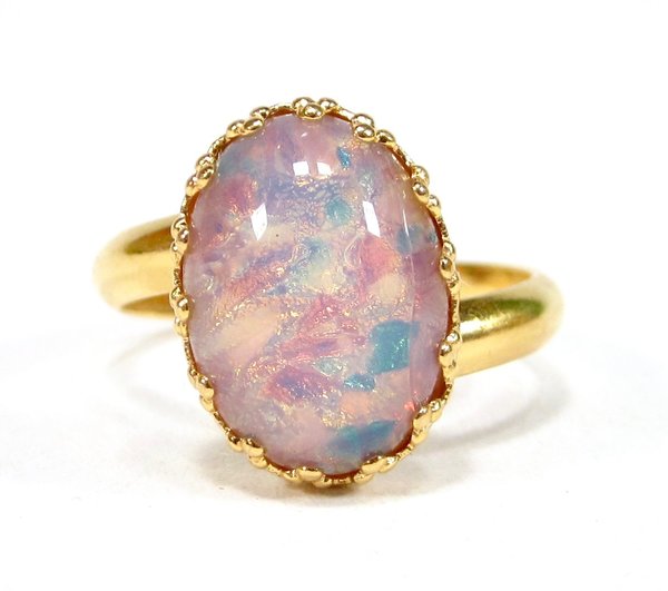 Ring 14x10 oval kk gold opal